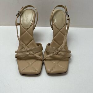 Charles & Keith Leather High-Heels Sandals 36 Open Toe Ankle Strap Beige Nude